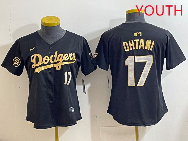 Youth Los Angeles Dodgers #17 Ohtani Black Gold Nike 2025 MLB Jersey style 4281